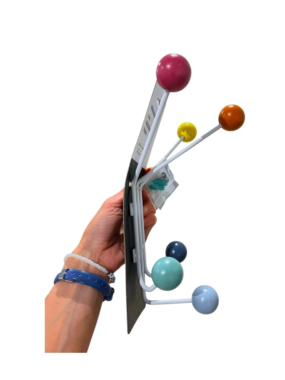 The Container Store 6 Hook Colorful Orbit Wall‑Mounted Storage Mount Multi‑Color